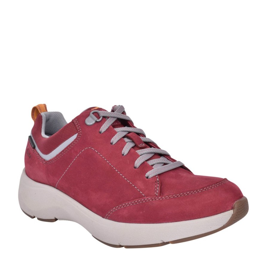 Ladies CLARKS | Ladies Wave 2.0 Waterproof D-Fit Trainer In Wine