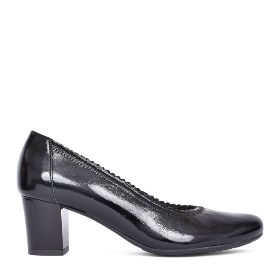 Ladies BIOECO | Ladies 5527 Low Heel Court Shoe In Black Patent