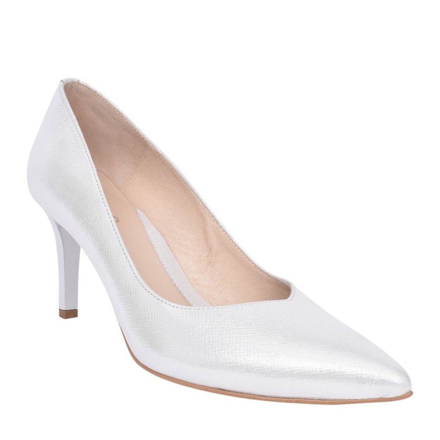 Ladies EMIS | Ladies 6047 Medium Heel Court Shoe In Silver