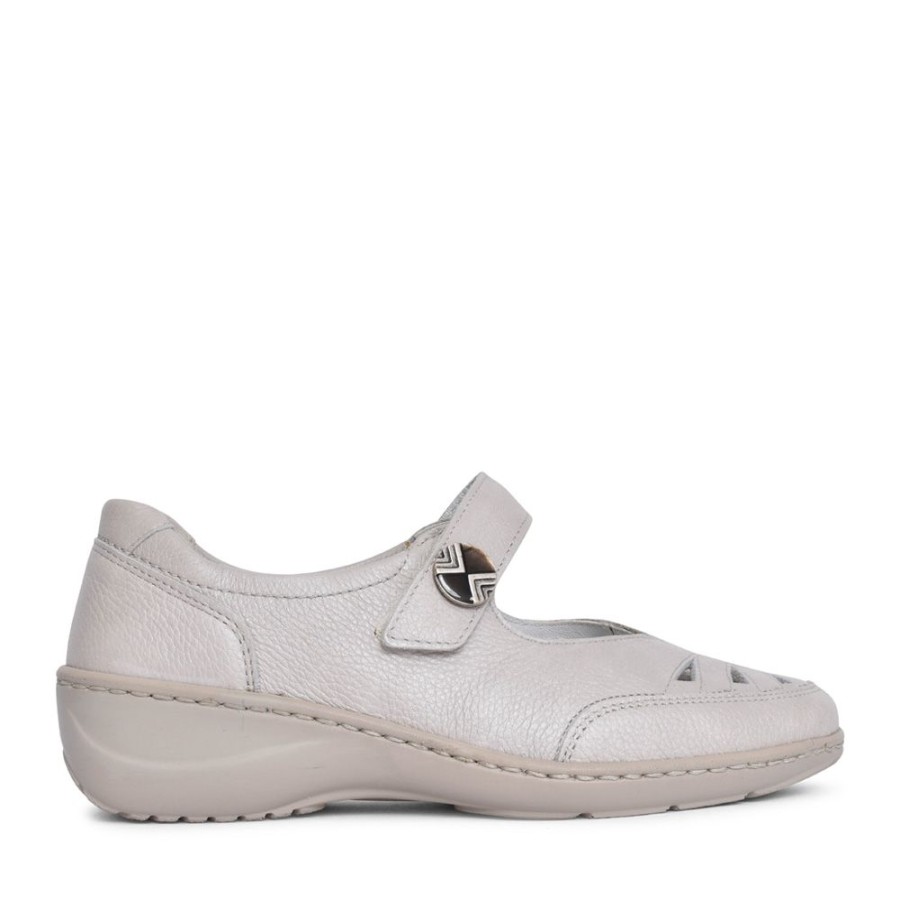 Ladies WALDLAUFER | Ladies 607309 Kya Velcro Shoe In Light Grey