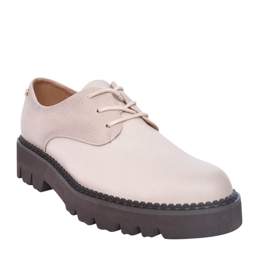 Ladies ZANNI & CO | Ladies Safed Laced Shoe In Beige