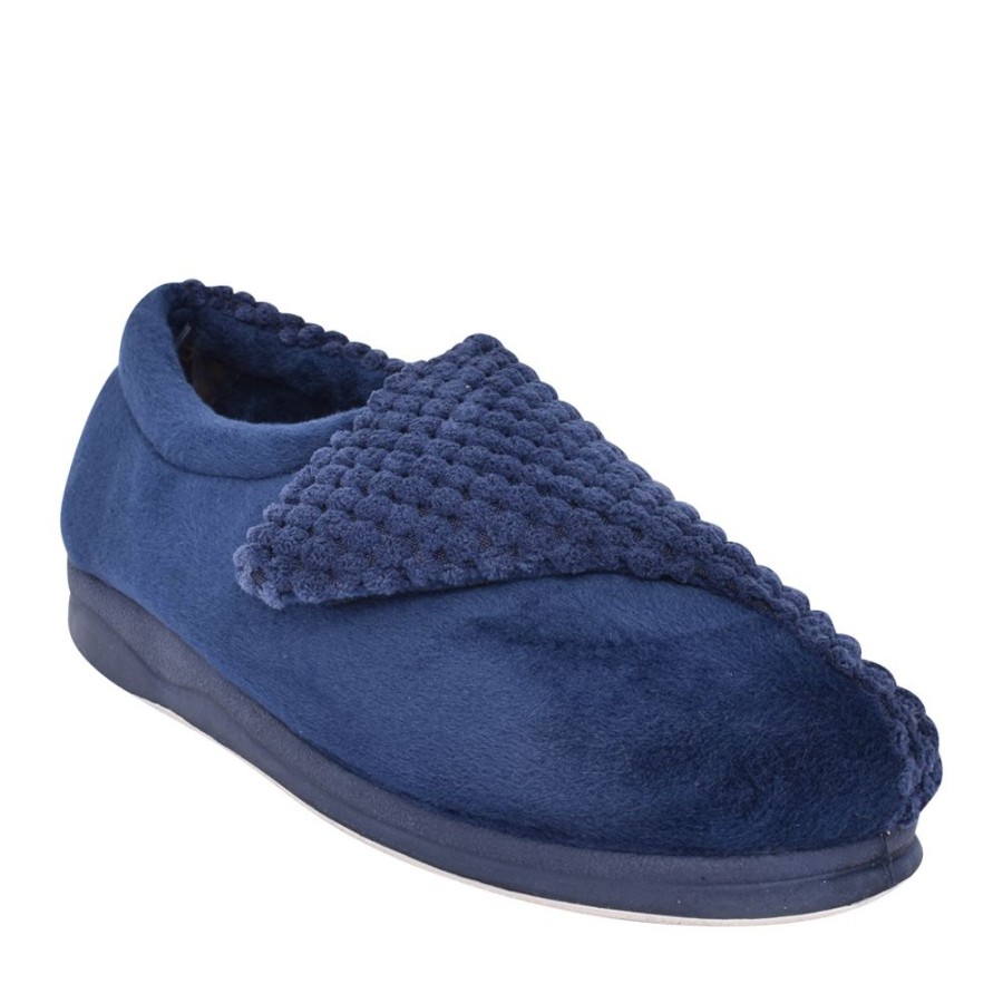 Ladies PADDERS | Ladies Hug 424N Wide Fit Slipper In Navy