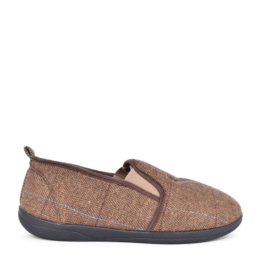 Mens PADDERS | Mens Huntsman Wide Fit Slipperin Brown