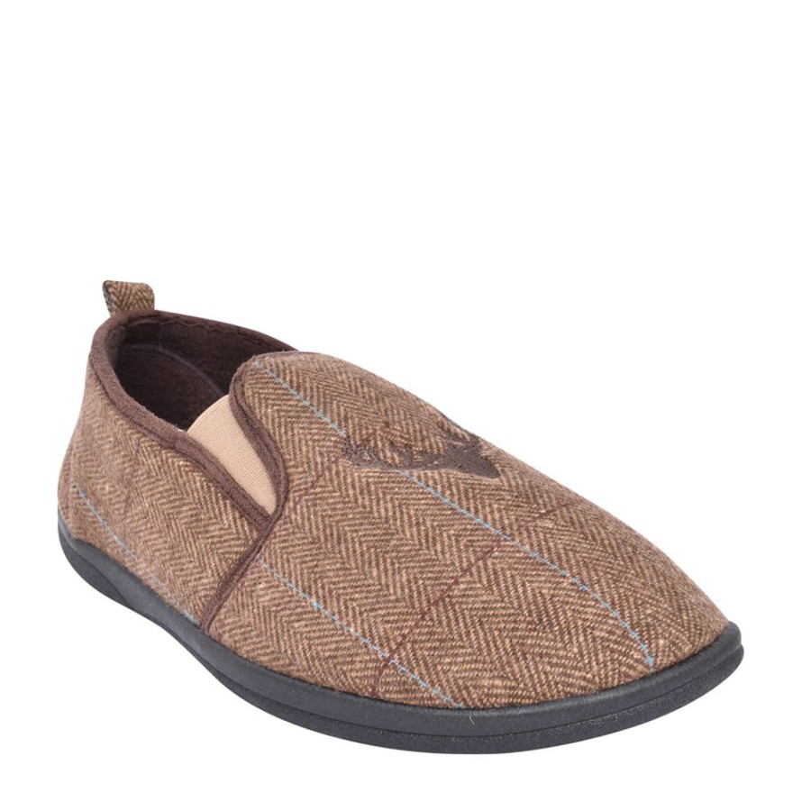 Mens PADDERS | Mens Huntsman Wide Fit Slipperin Brown