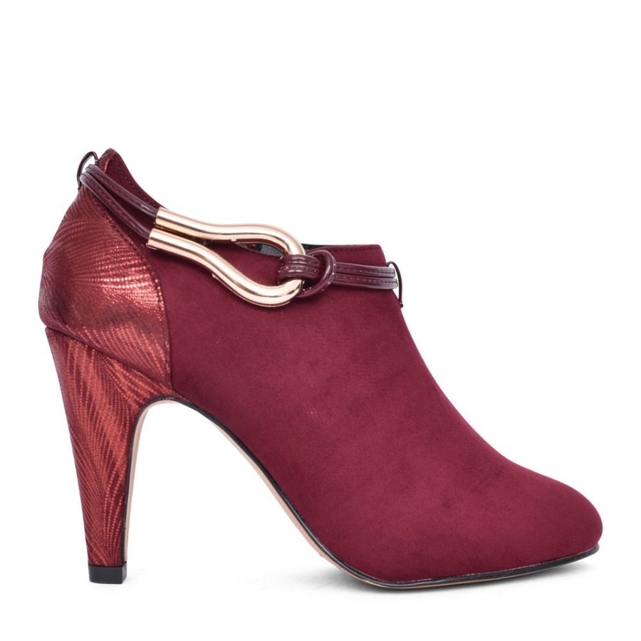 Ladies LOTUS | Ladies Gloria Uls440 Medium Heel Shoe Boot In Wine
