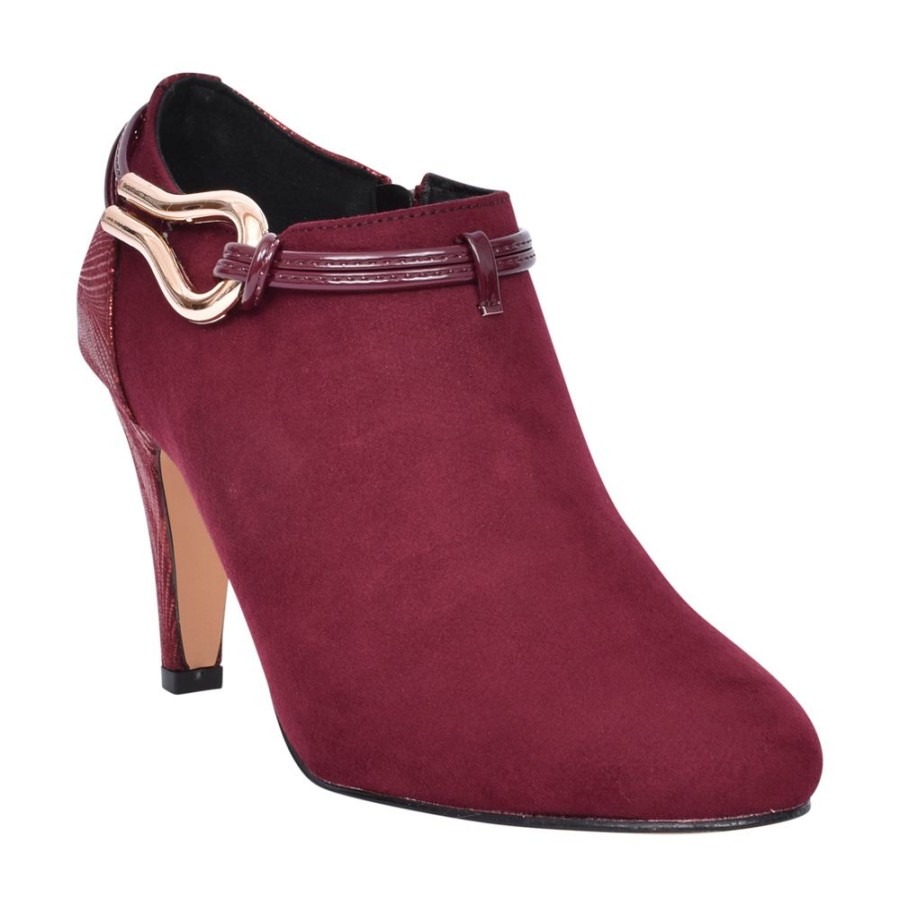 Ladies LOTUS | Ladies Gloria Uls440 Medium Heel Shoe Boot In Wine