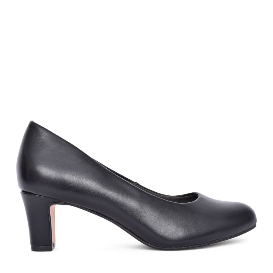 Ladies JANA | Ladies 8-22472 Medium Heel Court Shoe In Black