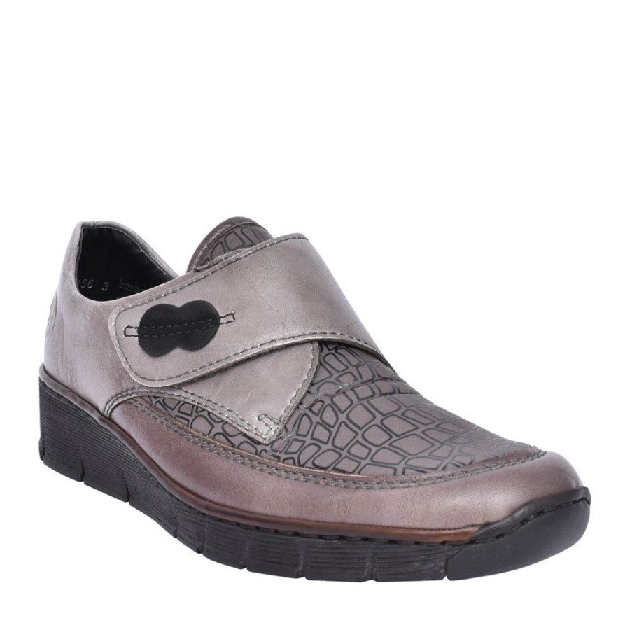 Ladies RIEKER | Ladies 537C0 Wedge Shoe In Grey