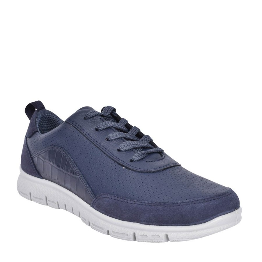 Ladies HOTTER | Ladies Gravity Ii Std Fit Leather Laced Trainer In Navy